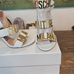 Moschino White and Gold Heels